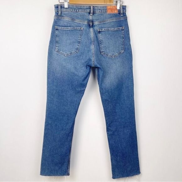 ZARA  STRAIGHT LEG FULL LENGTH HIGH WAISTED JEANS 8 - Picture 6 of 9